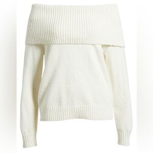 White Off-Shoulder Sweater Crop